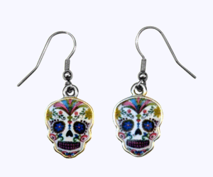 Day of the Dead Whie Epoxy Earrings